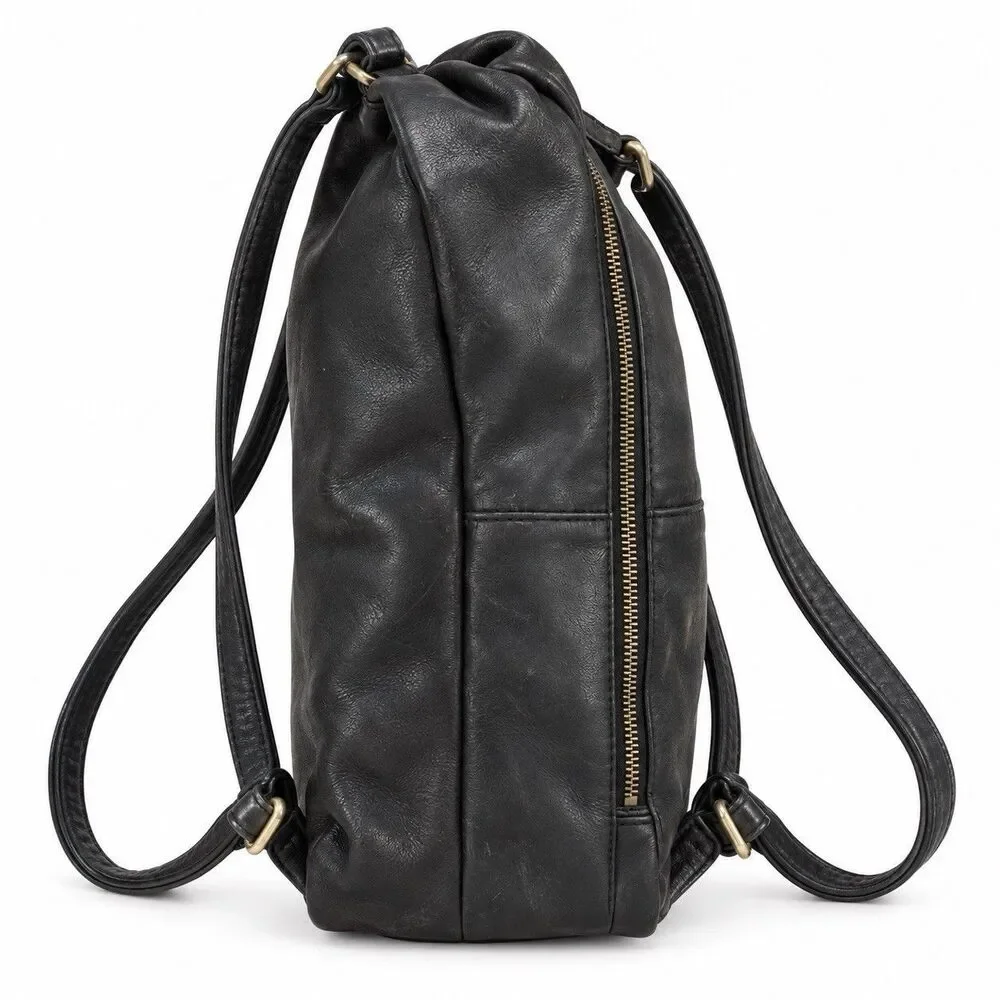 HOBO INT'L Black Leather Merrin Backpack Convertible Shoulder Bag